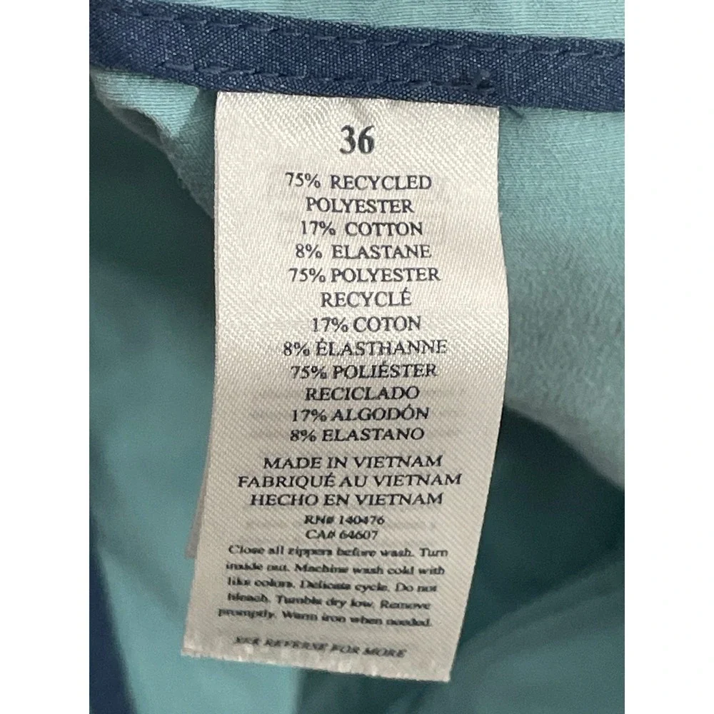 Faherty All Day Chino Shorts Mens 36 Teal Blue Belt Loop 9